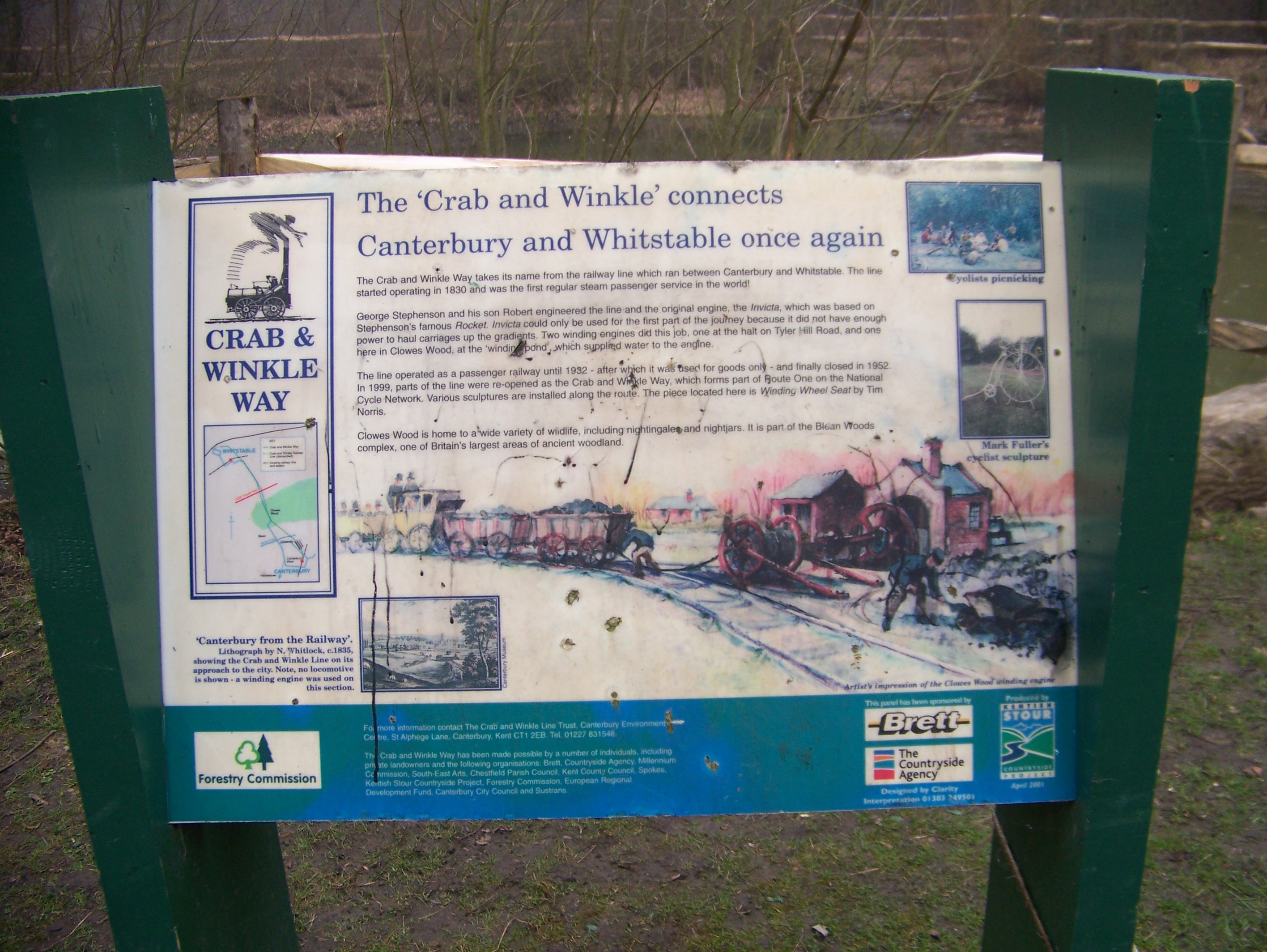 information board at the water supply for stationary engine